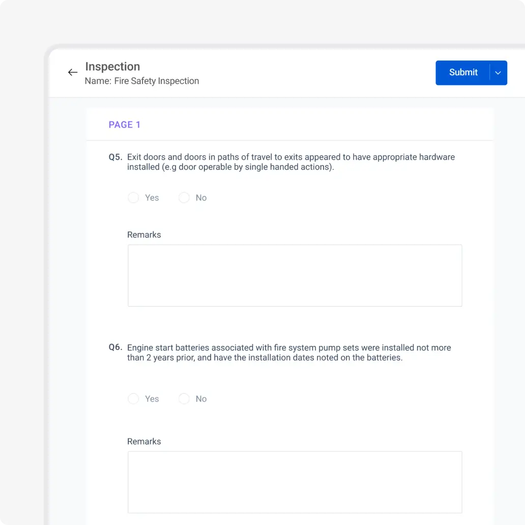 Mobile fire safety inspection checklist with real-time data entry options to streamline compliance and eliminate manual errors.