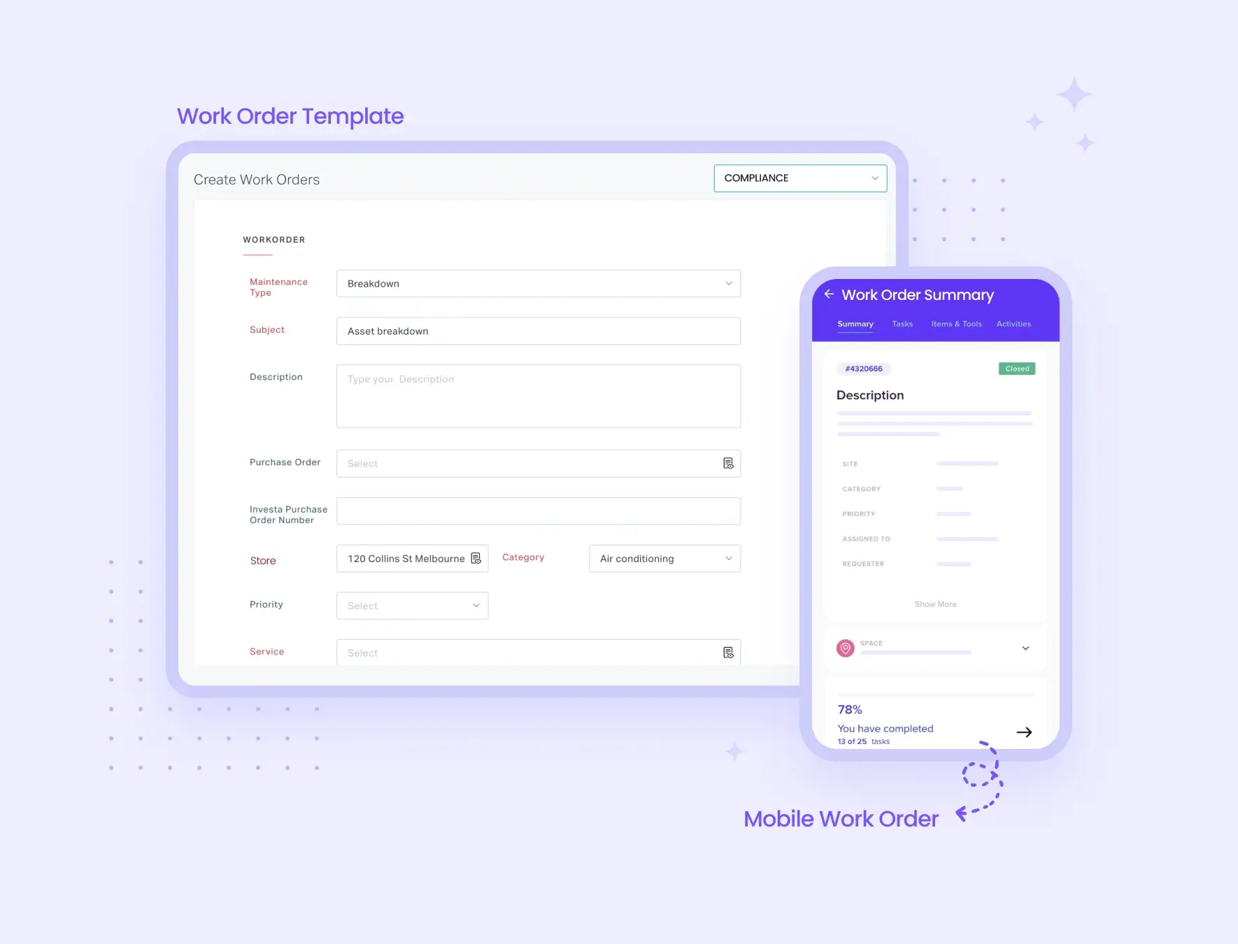 Build custom workflows to automate work order assignment and dispatch in a mobile friendly format